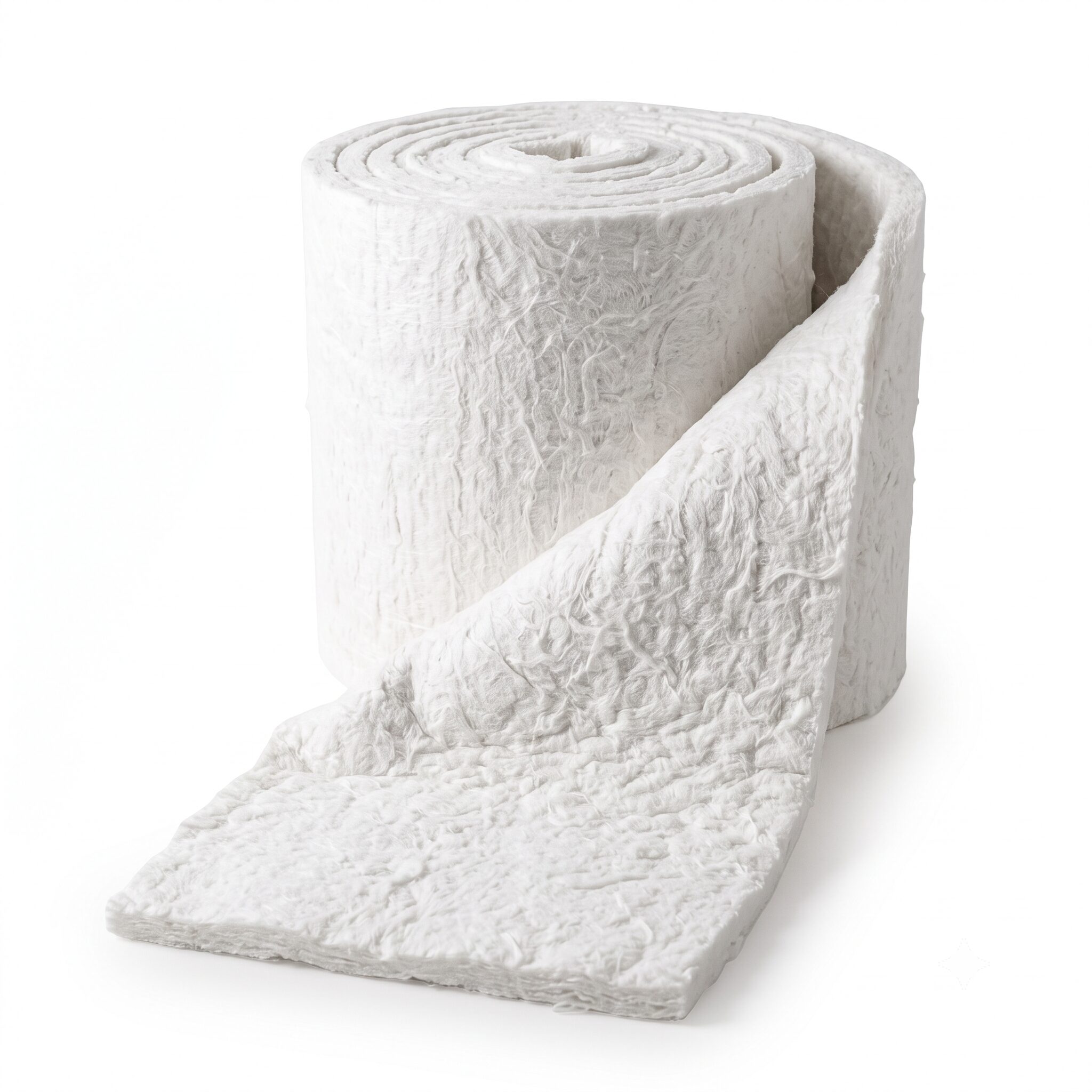 Colcha de fibra cerámica para 1050° C de 8 lb/ft³ utilizada como aislamiento térmico industrial en hornos, calderas y equipos de alta temperatura.