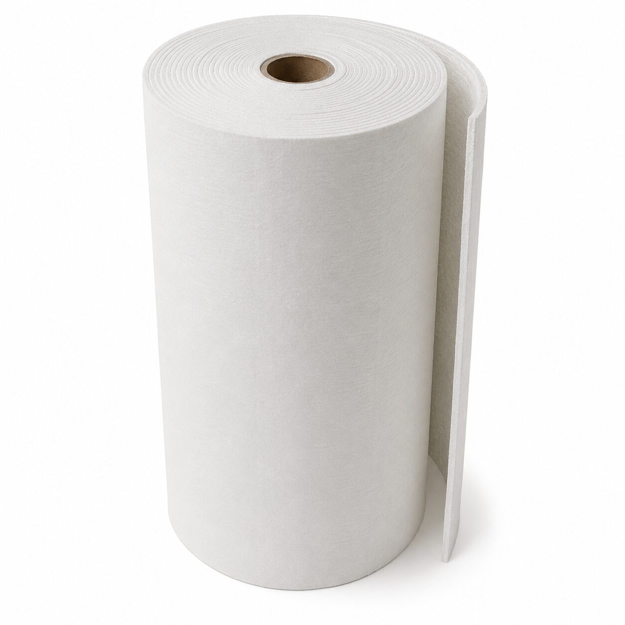 papel de fibra cerámica para 1260 °C en rollo, aislante térmico flexible para hornos, juntas y aplicaciones industriales de alta temperatura.